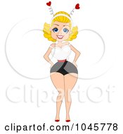 Royalty Free RF Clip Art Illustration Of A Pinup Woman Wearing A Sexy Valentine Costume