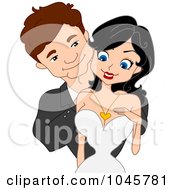 Royalty Free RF Clip Art Illustration Of A Man Putting A Heart Necklace On A Womans Neck