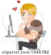 Royalty Free RF Clip Art Illustration Of A Hunk Man Online Dating by BNP Design Studio