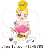 Poster, Art Print Of Blond Pinup Woman Mixing Chocolate