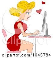Royalty Free RF Clip Art Illustration Of A Blond Pinup Woman Online Dating by BNP Design Studio