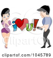 Royalty Free RF Clip Art Illustration Of A Graffitti Man Spray Painting I Love You On A Wall
