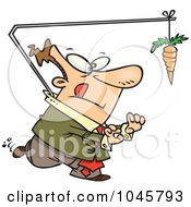 Cartoon Businessman Chasing A Carrot Lead