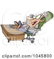 Royalty Free RF Clip Art Illustration Of A Cartoon Chatty Businessman With His Feet On His Desk