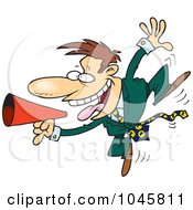 Royalty Free RF Clip Art Illustration Of A Cartoon Businessman Using A Megaphone by toonaday
