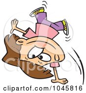 Royalty Free RF Clip Art Illustration Of A Cartoon Girl Doing A Cartwheel