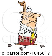 Royalty Free RF Clip Art Illustration Of A Cartoon Businessman Tangled In Cables by toonaday