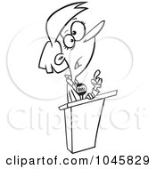 Royalty Free RF Clip Art Illustration Of A Cartoon Black And White Outline Design Of A Female Political Candidate by toonaday
