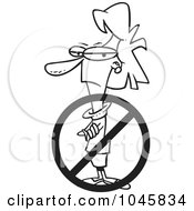 Poster, Art Print Of Cartoon Black And White Outline Design Of A Prohibited Businesswoman