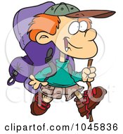 Poster, Art Print Of Cartoon Hiking Boy With Camping Gear