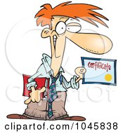 Poster, Art Print Of Cartoon Businessman Holding A Certificate