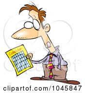 Poster, Art Print Of Cartoon Businessman Holding A Calendar