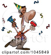 Poster, Art Print Of Cartoon Black Businessman Celebrating At A Party