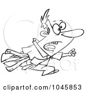 Royalty Free RF Clip Art Illustration Of A Cartoon Black And White Outline Design Of A Chasing Businessman