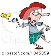 Poster, Art Print Of Cartoon Businesswoman Fed Up With Her Cell Phone