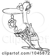 Royalty Free RF Clip Art Illustration Of A Cartoon Black And White Outline Design Of A Cheap Old Man by toonaday
