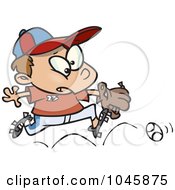 Poster, Art Print Of Cartoon Boy Chasing A Baseball