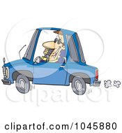 Poster, Art Print Of Cartoon Businessman Talking On A Phone And Driving