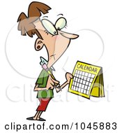 Royalty Free RF Clip Art Illustration Of A Cartoon Businesswoman Marking Her Calendar