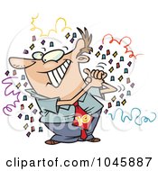 Royalty Free RF Clip Art Illustration Of A Cartoon Proud Businessman Celebrating His 10th Job Anniversary by toonaday