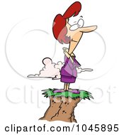 Poster, Art Print Of Cartoon Successful Businesswoman On Top Of A Hill