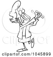 Royalty Free RF Clip Art Illustration Of A Cartoon Black And White Outline Design Of A Proud Businesswoman