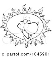 Poster, Art Print Of Cartoon Black And White Outline Design Of A Happy Sun