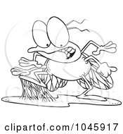 Royalty Free RF Clip Art Illustration Of A Cartoon Black And White Outline Design Of A Stuck Fly