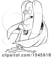 Royalty Free RF Clip Art Illustration Of A Cartoon Black And White Outline Design Of A Super Hot Dog