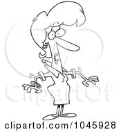 Royalty Free RF Clip Art Illustration Of A Cartoon Black And White Outline Design Of A Surprised Businesswoman by toonaday