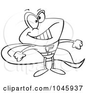 Poster, Art Print Of Cartoon Black And White Outline Design Of A Super Frog
