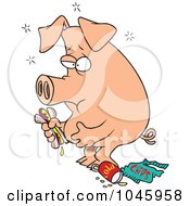 Poster, Art Print Of Cartoon Stuffed Pig Eating Junk Food