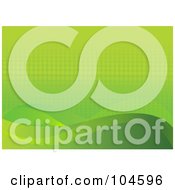 Royalty Free RF Clipart Illustration Of A Green Halftone Background With Waves Along The Bottom