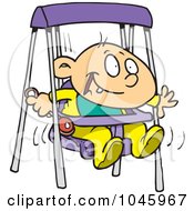 Poster, Art Print Of Cartoon Happy Baby Boy In A Swing