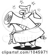 Royalty Free RF Clip Art Illustration Of A Cartoon Black And White Outline Design Of A Pig Sick With The Swine Flu
