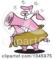 Royalty Free RF Clip Art Illustration Of A Cartoon Pig Sick With The Swine Flu by toonaday