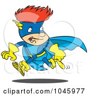 Royalty Free RF Clip Art Illustration Of A Cartoon Super Boy Running