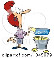 Poster, Art Print Of Cartoon Businesswoman Putting A Complaint In A Suggestion Box