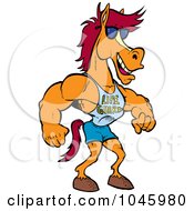 Royalty Free RF Clip Art Illustration Of A Cartoon Studly Lifeguard Horse