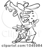 Royalty Free RF Clip Art Illustration Of A Cartoon Black And White Outline Design Of A Choking Businessmanb