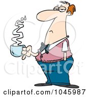 Cartoon Bored Businessman With Coffee