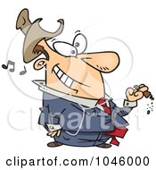 Cartoon Businessman Smoking A Cigar And Listening To Music
