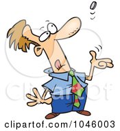 Royalty Free RF Clip Art Illustration Of A Cartoon Businessman Tossing A Coin by toonaday