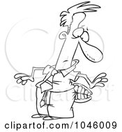 Poster, Art Print Of Cartoon Black And White Outline Design Of A Businessman Getting His Butt Chewed