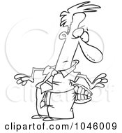 Royalty Free RF Clip Art Illustration Of A Cartoon Black And White Outline Design Of A Businessman Getting His Butt Chewed