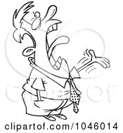 Royalty Free RF Clip Art Illustration Of A Cartoon Black And White Outline Design Of A Businessman Complaining by toonaday