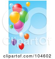 Poster, Art Print Of Colorful Party Balloons Floating Over A Clear Gradient Blue Sky
