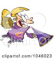 Royalty Free RF Clip Art Illustration Of A Cartoon Cheerleader Girl With A Cone