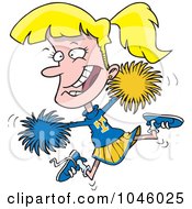 Royalty Free RF Clip Art Illustration Of A Cartoon Cheerleader Girl by toonaday