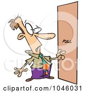 Poster, Art Print Of Cartoon Businessman Facing A Door Without A Handle